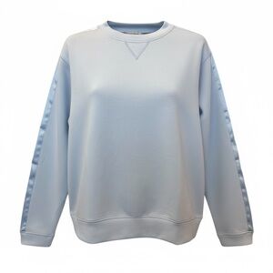 Rae Mode Butter Soft Baby Blue Sweatshirt | Satin Sleeve Stripe | Cozy Athleisur
